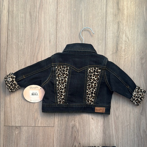Wrangler Black Jean Jacket and pants with Leopard Accents Size 0-3 months - Picture 5 of 8